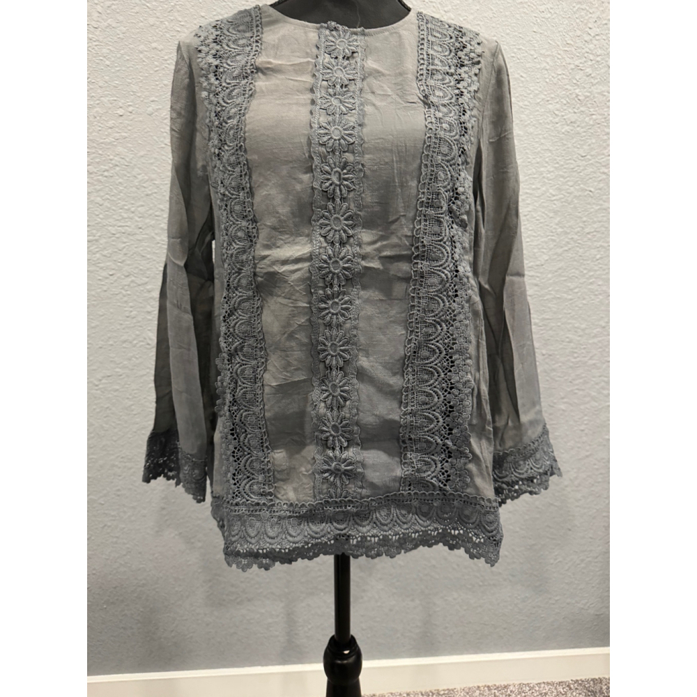 FSL Apparel Lace-Trim Blouse | Sz Large | NWOT